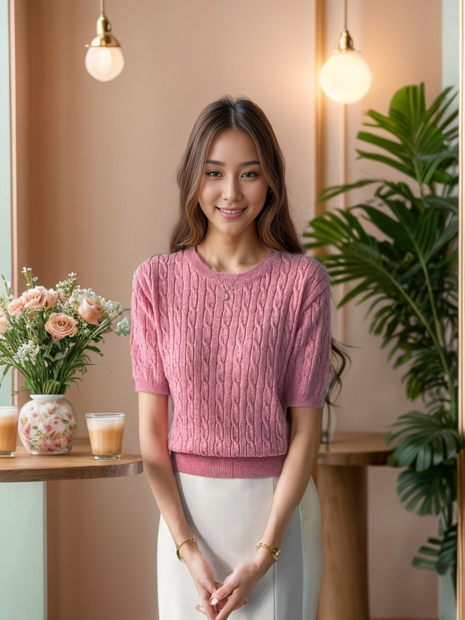 Soft and Stylish: Round Neck Cashmere Knit (Made in Korea)