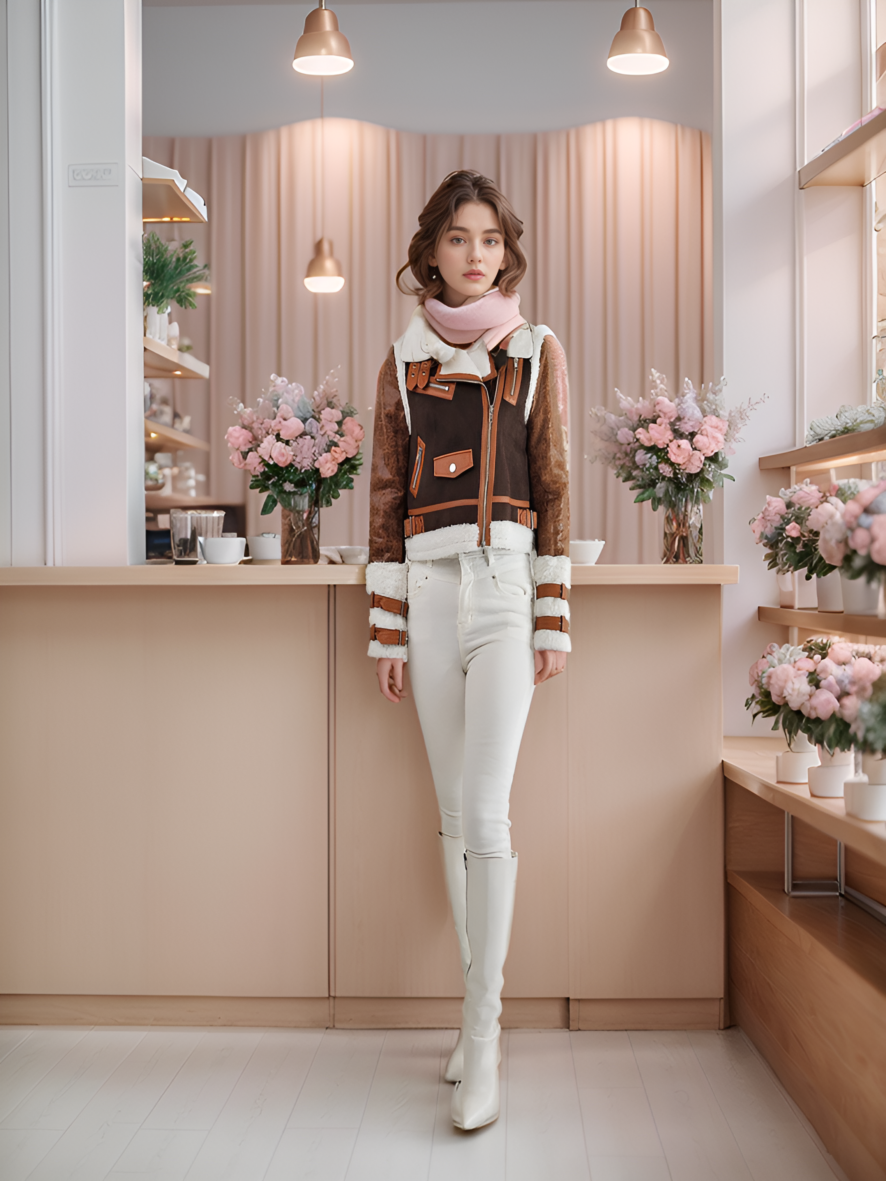 Winter Chic: Designer Slim Fit Jacket with Patchwork Synthetic Leather & Colour Block Lining