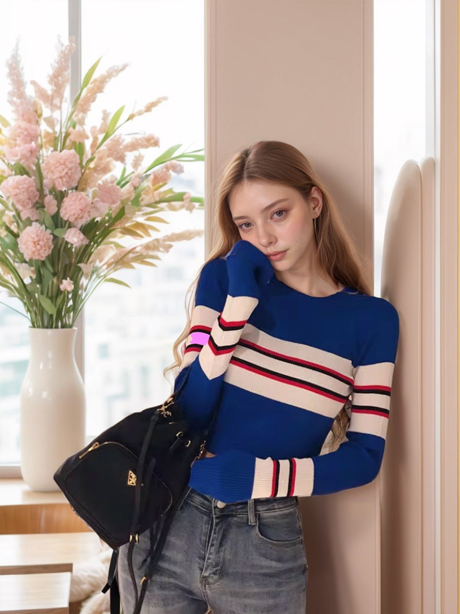 Retro Charm: Striped Knit Crop Top