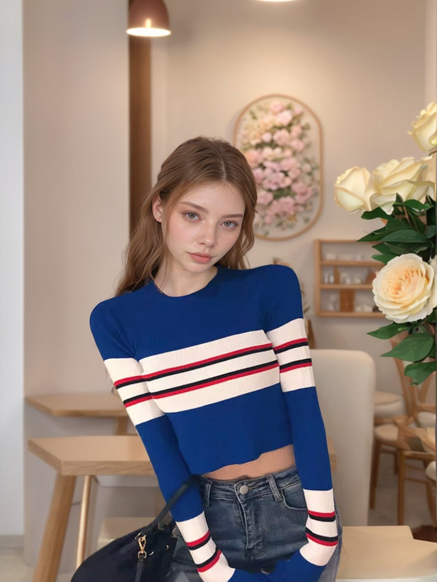 Retro Charm: Striped Knit Crop Top
