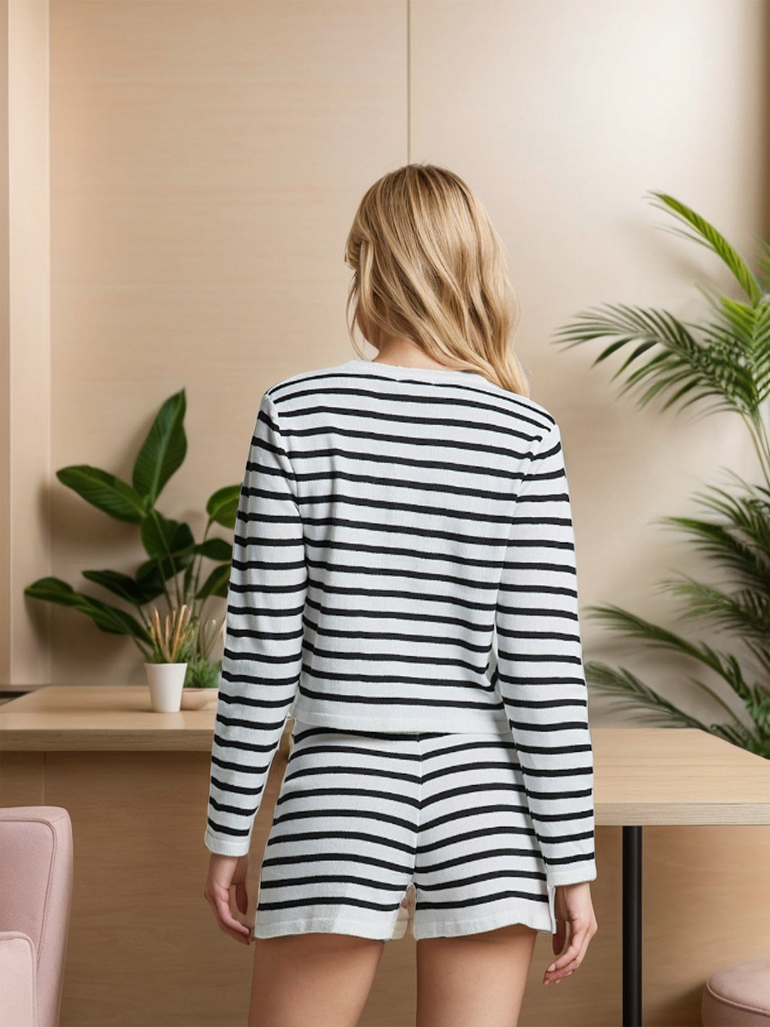 Chic Comfort: Stylish Striped Knit 2-Piece Set