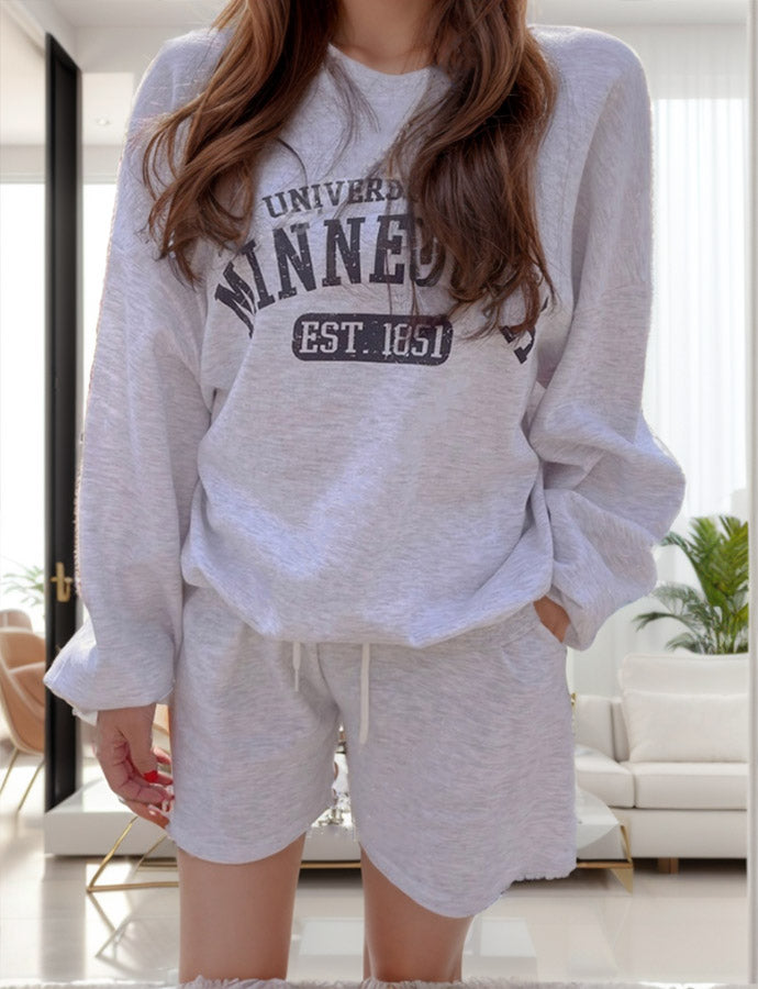Trendy and Cozy: Minnesota Sweatshirt and Shorts Set