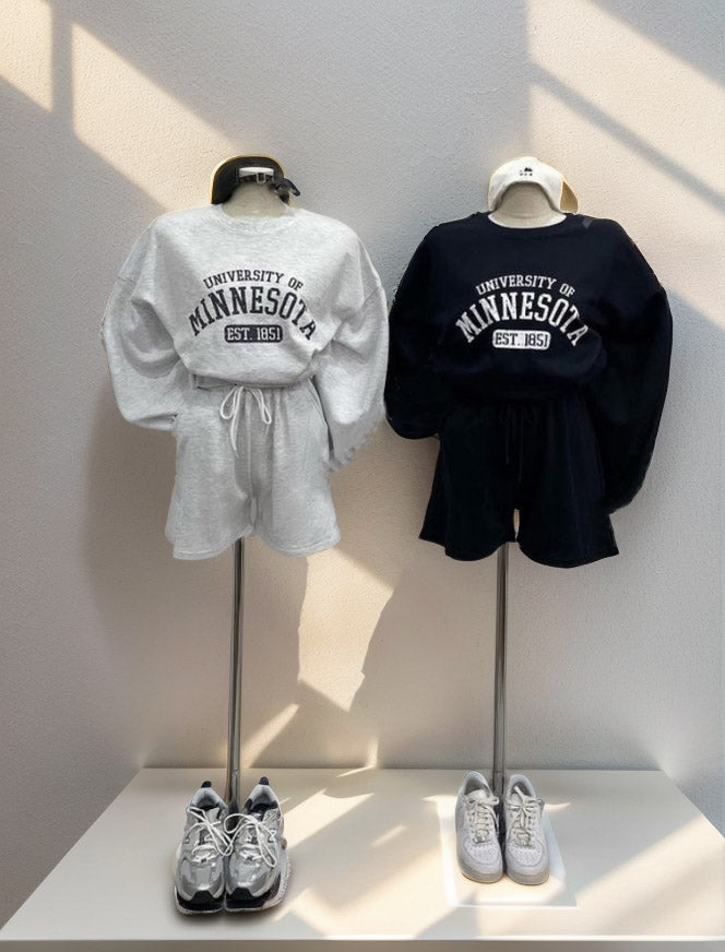 Trendy and Cozy: Minnesota Sweatshirt and Shorts Set