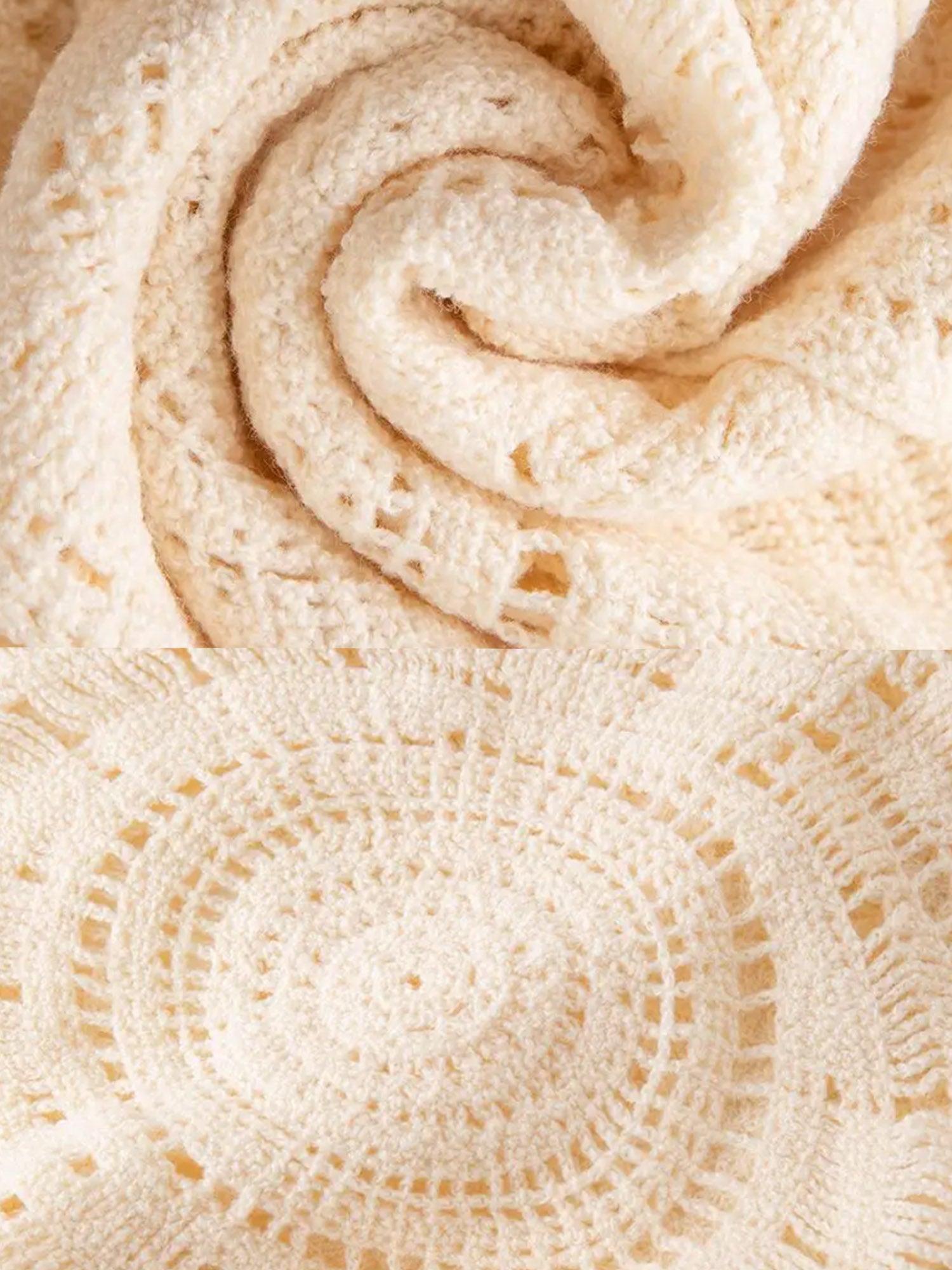 Sunset Dream: Double V-Neck Hollow Crochet Knit Maxi Dress